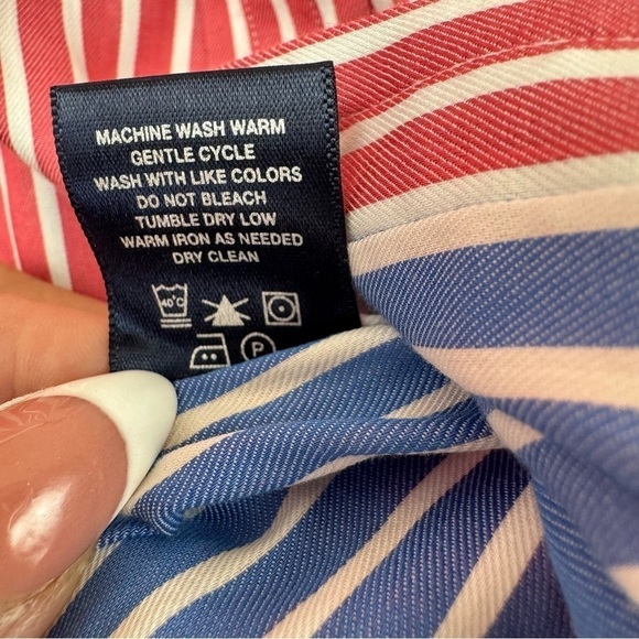 Lincs - David Chu - Red, White, and Blue Striped Button-Up Shirt - Size S - Picture 8 of 8